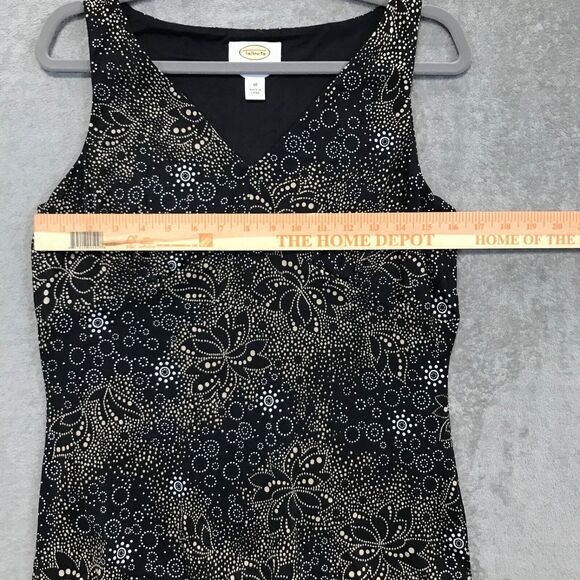 Talbots Pure Silk Classic Shell Black & Gold Floral Size 10 Lined Career Work - Picture 2 of 5